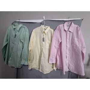 Patrick Dress Shirt Mens 18.5 36/37 Multicolor Long Sleeve 3 Pack Monogram